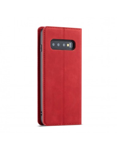 Etui portefeuille Galaxy S10 Plus Silky Touch - Protection intégrale FORWENW Rouge