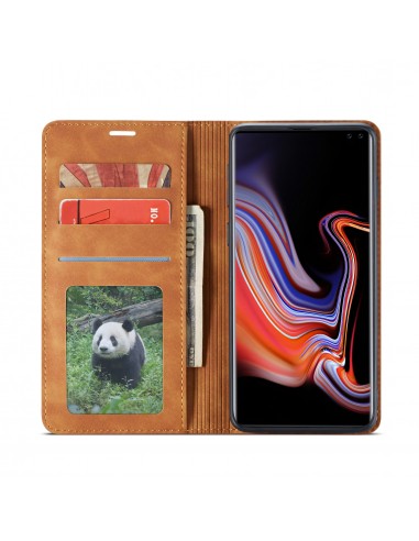 Etui portefeuille Galaxy S10 Plus Silky Touch - Protection intégrale FORWENW Marron