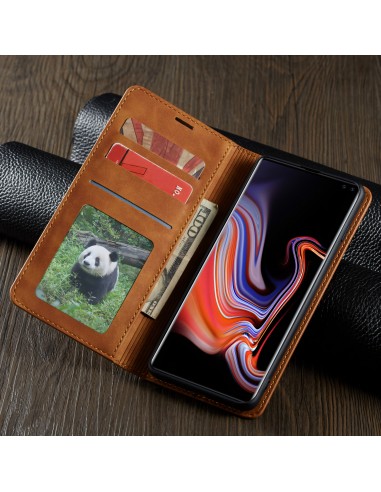 Etui portefeuille Galaxy S10 Plus Silky Touch - Protection intégrale FORWENW Marron
