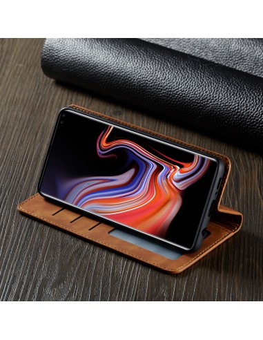 Etui portefeuille Galaxy S10 Plus Silky Touch - Protection intégrale FORWENW Marron