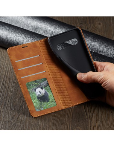 Etui portefeuille Galaxy S10 Plus Silky Touch - Protection intégrale FORWENW Marron