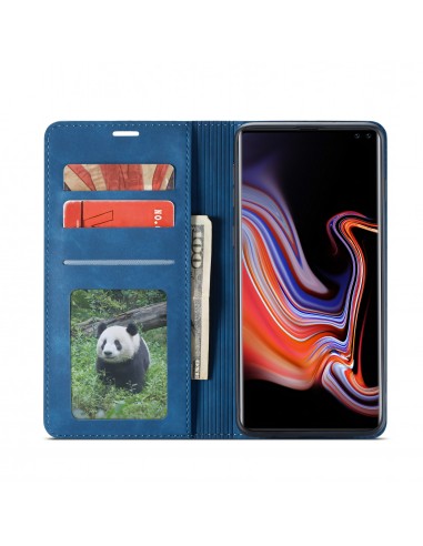 Etui portefeuille Galaxy S10 Plus Silky Touch - Protection intégrale FORWENW Bleu