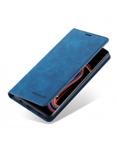 Etui portefeuille Galaxy S10 Plus Silky Touch - Protection intégrale FORWENW Bleu