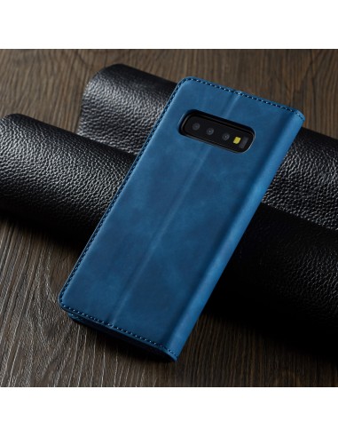 Etui portefeuille Galaxy S10 Plus Silky Touch - Protection intégrale FORWENW Bleu