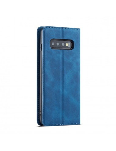 Etui portefeuille Galaxy S10 Plus Silky Touch - Protection intégrale FORWENW Bleu