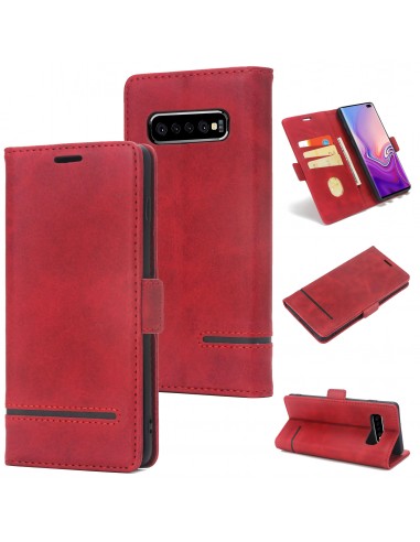 Etui portefeuille Galaxy s10 Plus Style business Rouge