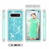 Coque antichoc hybride pour Galaxy S10 - Style paillettes Bleu ciel