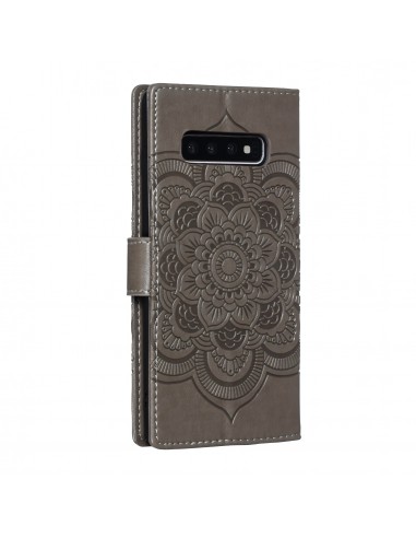 Etui Galaxy S10 Plus style Mandala Gris