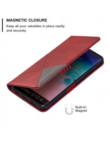 Etui portefeuille Galaxy S10 Plus Design & Business Rouge
