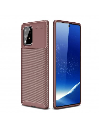 Coque silicone Galaxy S10 Lite et A91 Style fibre de carbone Marron