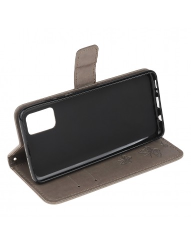 Etui de protection Galaxy S10 Lite et A91 Style cuir - Papillons et fleurs Gris