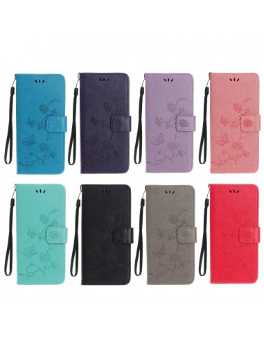 Etui de protection Galaxy S10 Lite et A91 Style cuir - Papillons et fleurs Gris