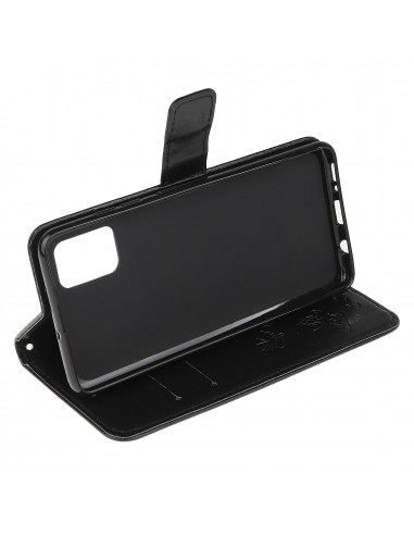 Etui de protection Galaxy S10 Lite et A91 Style cuir - Papillons et fleurs Noir