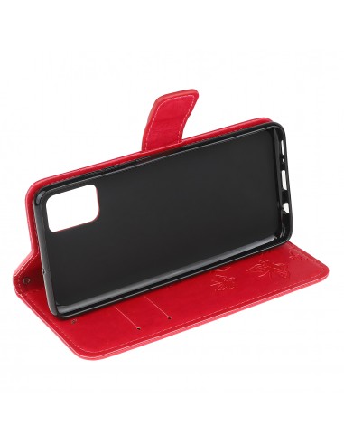 Etui de protection Galaxy S10 Lite et A91 Style cuir - Papillons et fleurs Rouge