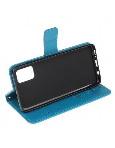 Etui de protection Galaxy S10 Lite et A91 Style cuir - Papillons et fleurs Bleu