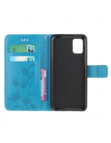 Etui de protection Galaxy S10 Lite et A91 Style cuir - Papillons et fleurs Bleu
