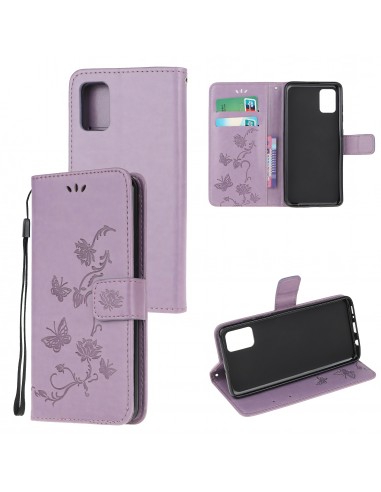 Etui de protection Galaxy S10 Lite et A91 Style cuir - Papillons et fleurs Violet