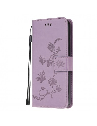 Etui de protection Galaxy S10 Lite et A91 Style cuir - Papillons et fleurs Violet