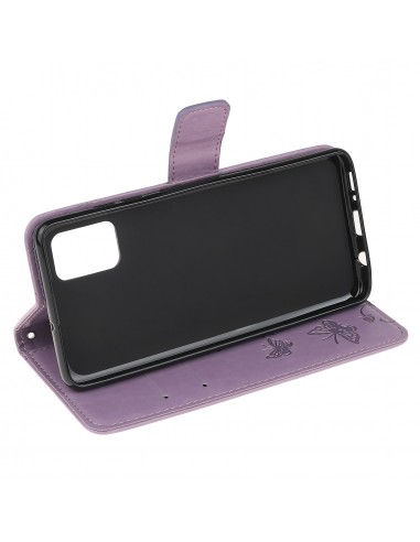 Etui de protection Galaxy S10 Lite et A91 Style cuir - Papillons et fleurs Violet
