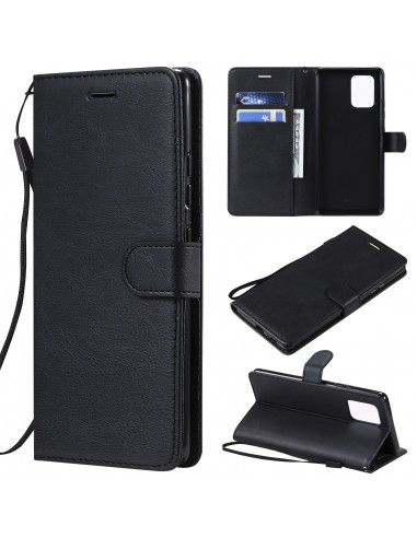 Etui portefeuille Galaxy A91 et Galaxy S10 Lite avec dragonne Noir