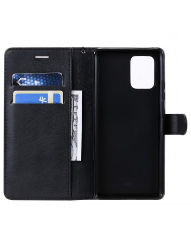 Etui portefeuille Galaxy A91 et Galaxy S10 Lite avec dragonne Noir