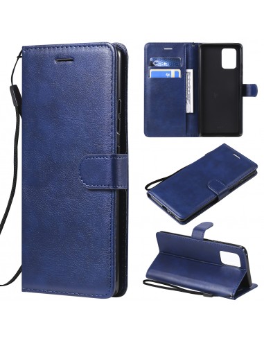Etui portefeuille Galaxy A91 et Galaxy S10 Lite avec dragonne Bleu