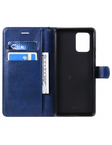 Etui portefeuille Galaxy A91 et Galaxy S10 Lite avec dragonne Bleu