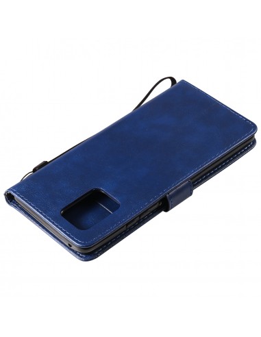 Etui portefeuille Galaxy A91 et Galaxy S10 Lite avec dragonne Bleu
