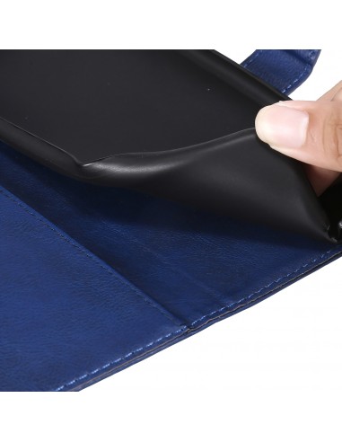 Etui portefeuille Galaxy A91 et Galaxy S10 Lite avec dragonne Bleu