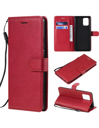 Etui portefeuille Galaxy A91 et Galaxy S10 Lite avec dragonne Rouge