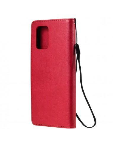 Etui portefeuille Galaxy A91 et Galaxy S10 Lite avec dragonne Rouge