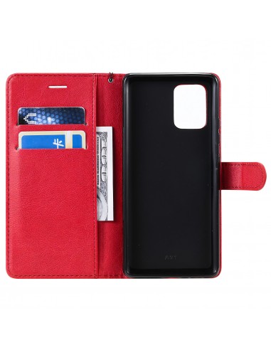 Etui portefeuille Galaxy A91 et Galaxy S10 Lite avec dragonne Rouge