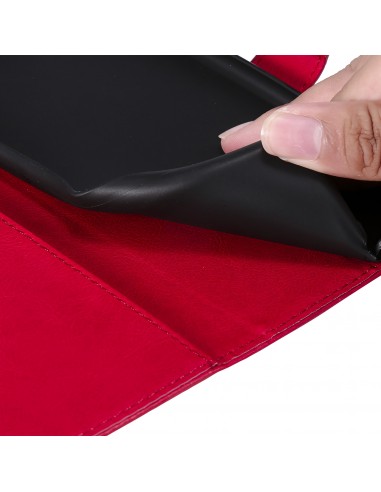 Etui portefeuille Galaxy A91 et Galaxy S10 Lite avec dragonne Rouge