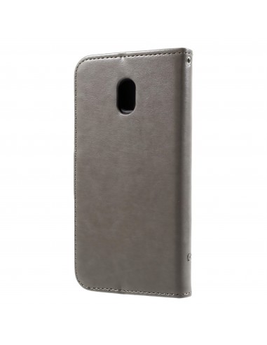 Etui portefuille Galaxy J7 2017 Papillons Gris