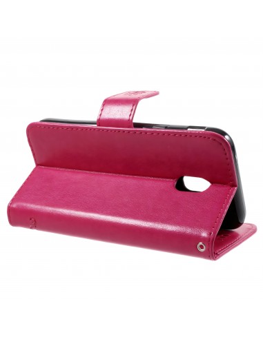Etui portefuille Galaxy J7 2017 Papillons Fushia