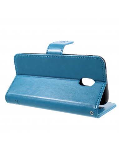 Etui portefuille Galaxy J7 2017 Papillons Bleu
