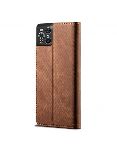 Etui portefeuille Oppo Find X3 / X3 Pro - Style Jeans Marron