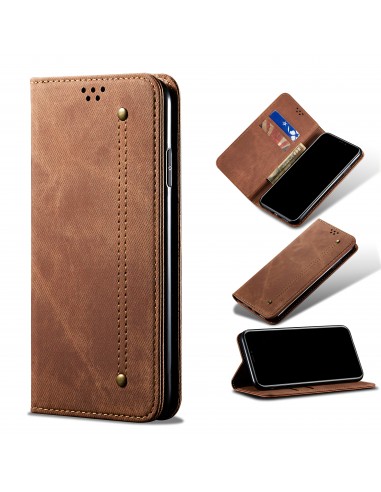 Etui portefeuille Oppo Find X3 / X3 Pro - Style Jeans Marron