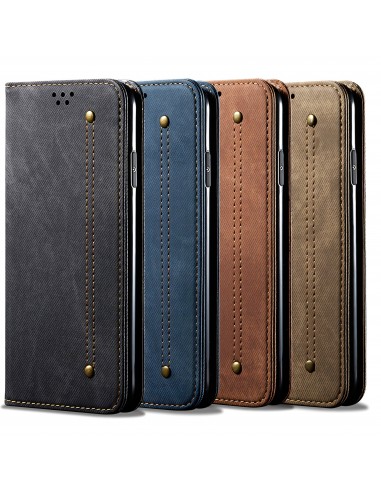 Etui portefeuille Oppo Find X3 / X3 Pro - Style Jeans Marron