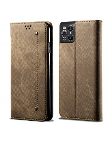 Etui portefeuille Oppo Find X3 / X3 Pro - Style Jeans Marron clair
