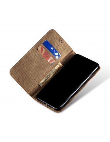 Etui portefeuille Oppo Find X3 / X3 Pro - Style Jeans Marron clair