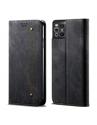 Etui portefeuille Oppo Find X3 / X3 Pro - Style Jeans Noir