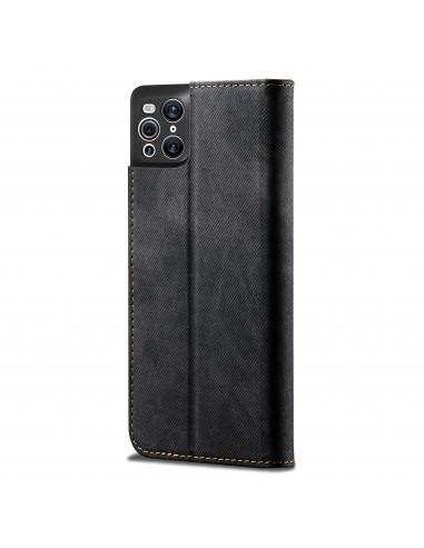 Etui portefeuille Oppo Find X3 / X3 Pro - Style Jeans Noir