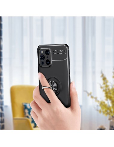 Coque silicone Oppo Find X3 / X3 Pro avec anneau Noir