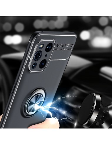 Coque silicone Oppo Find X3 / X3 Pro avec anneau Noir