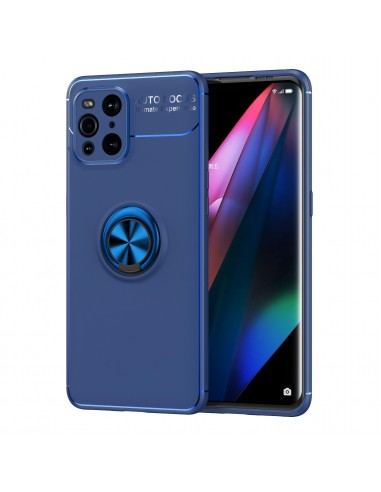 Coque silicone Oppo Find X3 / X3 Pro avec anneau Bleu