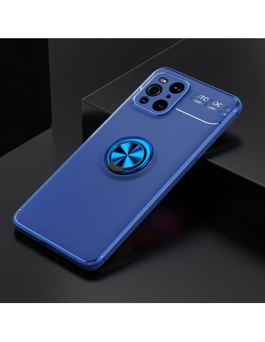 Coque silicone Oppo Find X3 / X3 Pro avec anneau Bleu