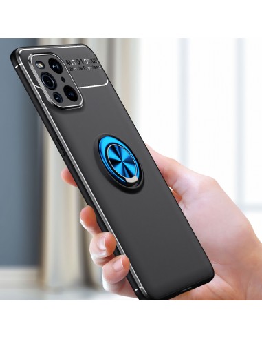 Coque silicone Oppo Find X3 / X3 Pro avec anneau Bleu