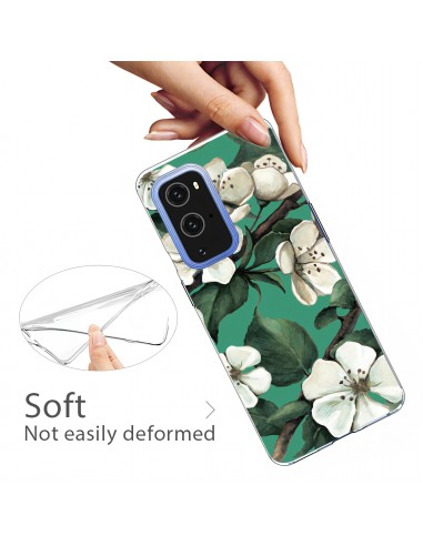 Coque silicone OnePlus 9 White flower Vert
