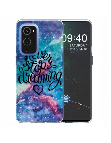 Coque silicone OnePlus 9 Never Stop Dreaming Bleu foncé